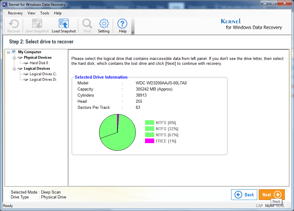 Kernel Windows Data Recovery - Home Screen