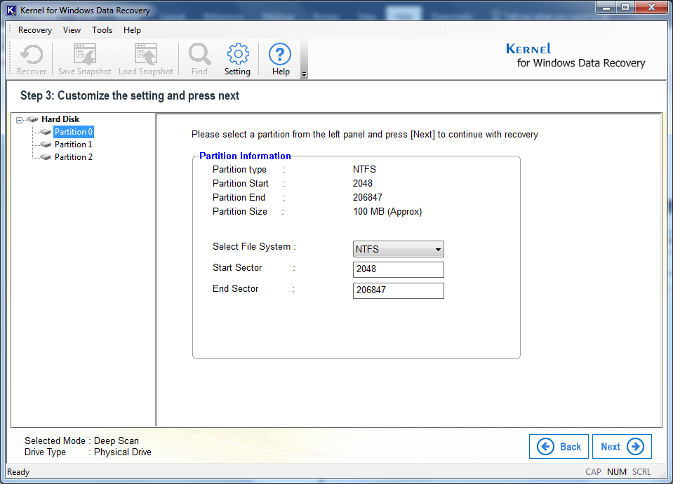 Search & Select Partition 