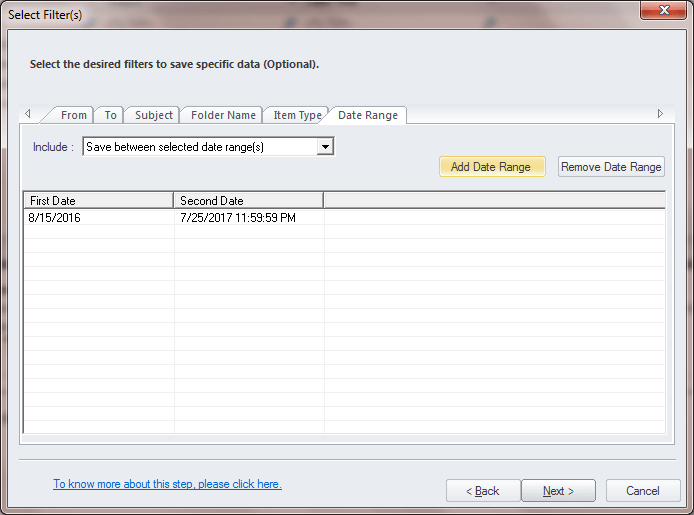 choose filter option