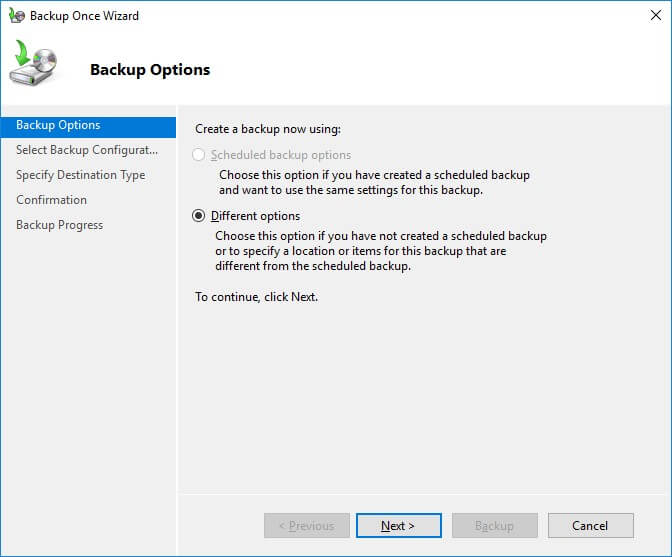 Options for Exchange backup