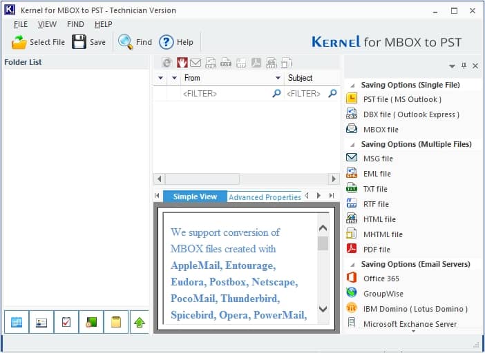 Launch Kernel for MBOX to PST software