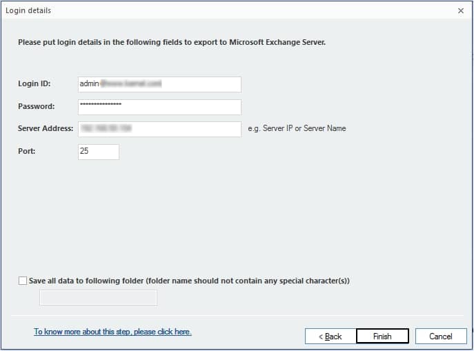 provide Exchange Server login details
