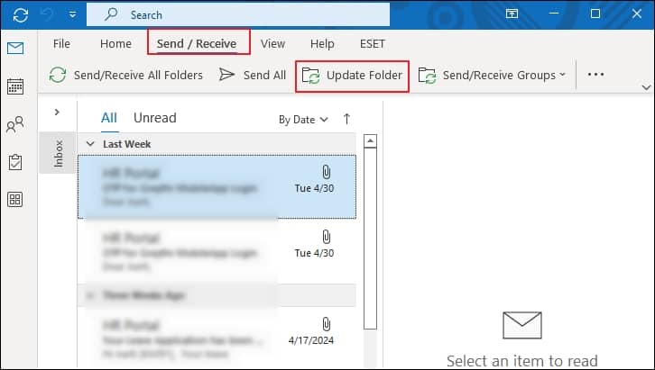 Select Update Folder