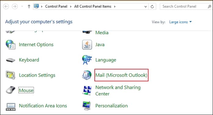 Go to Control Panel and then click Mail