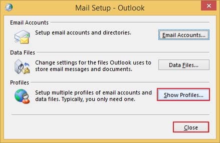 Change the current profile in Mail Set up box