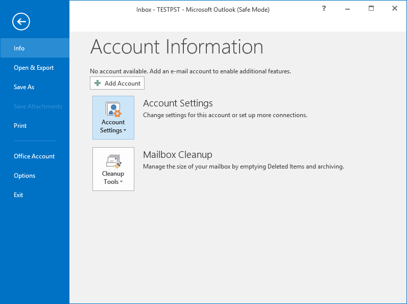 Open Outlook click File
