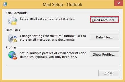 Email Accounts option