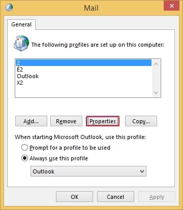 Select the profile name and click on Properties