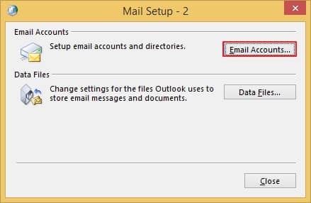 Click on Email Accounts to go to Account Settings