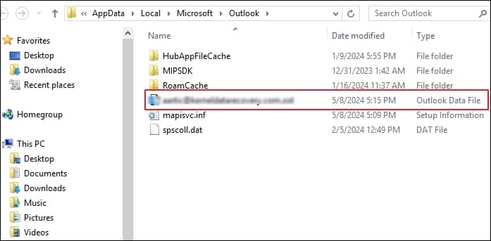 safe location for OST file backup