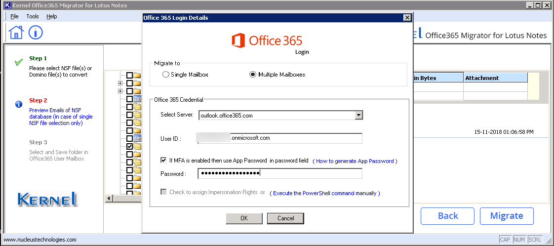 Provide Office 365 login credentials