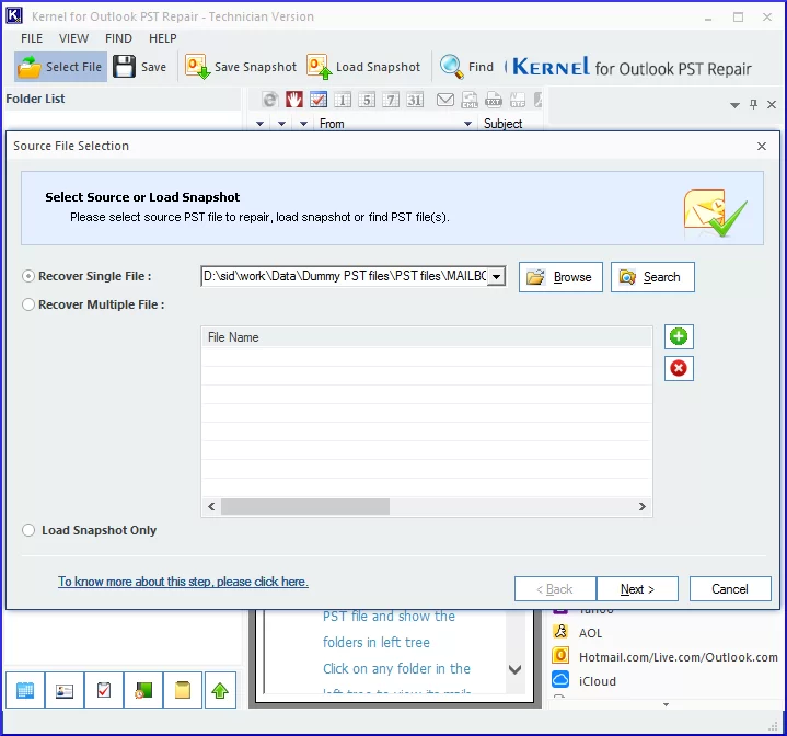 click on select file