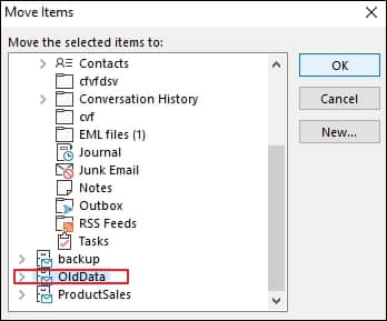Select the PST file