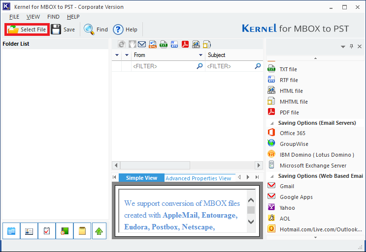 Add MBOX file for migration