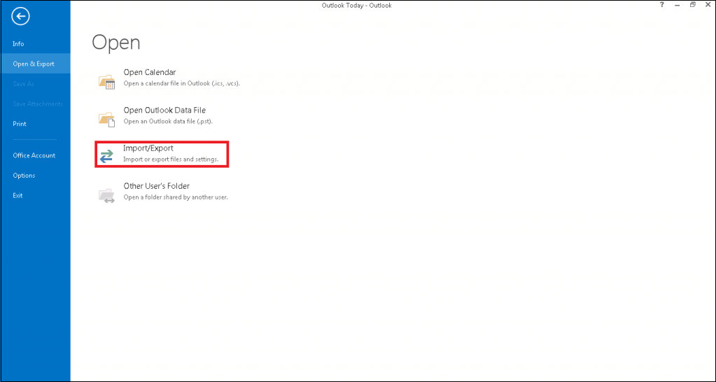 Click Open and export
