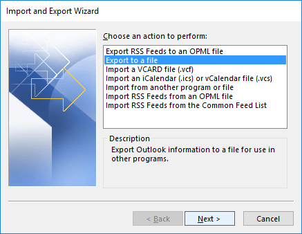 Select Export to a File