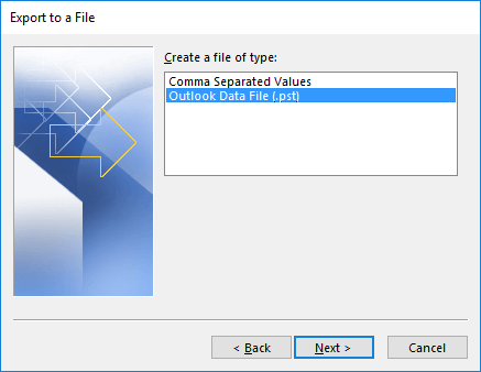 Select Outlook Data File