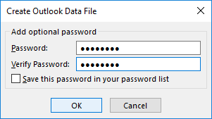 create a password protected PST