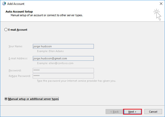 Manual setup or additional server types