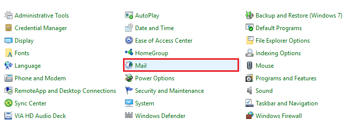 Mail Setup – Outlook window