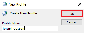 Input a new Profile Name in the New Profile window