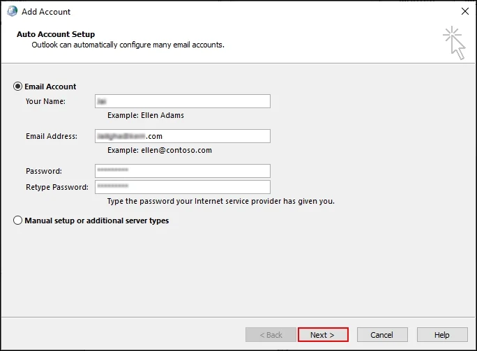 enter account credentials 