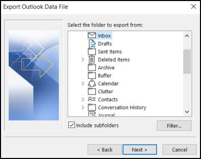 elect the option to Include subfolders