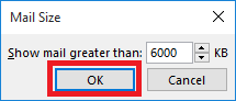 Specify a size in Show mail 