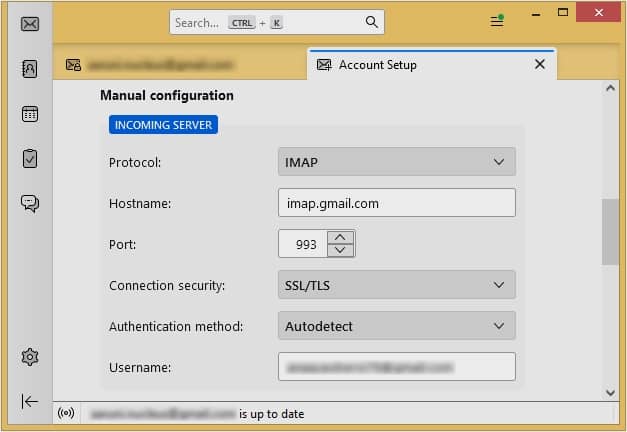 Incoming Server select protocol as IMAP