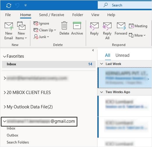 Your Gmail account is configured in Outlook