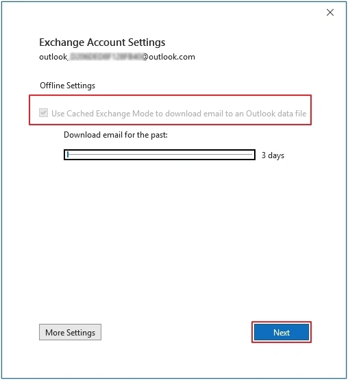 click use cached exchange mode