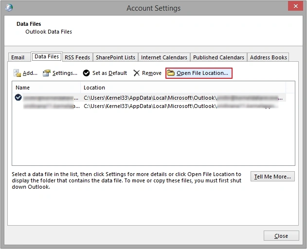 click open file location
