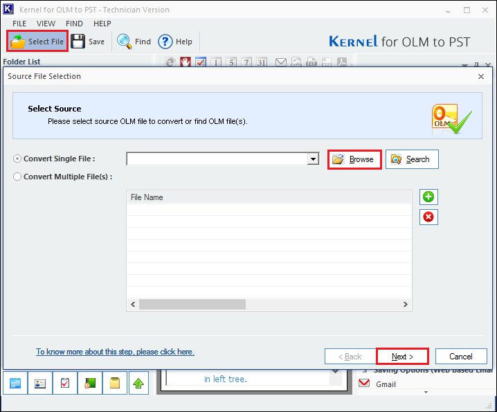 launch OLM to PST Converter tool