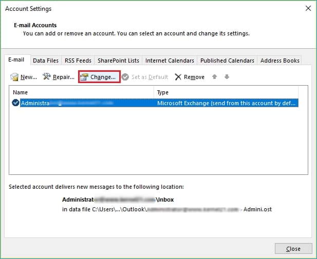 select the default OST file