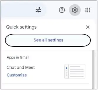 Click on Gear icon and select see all settings