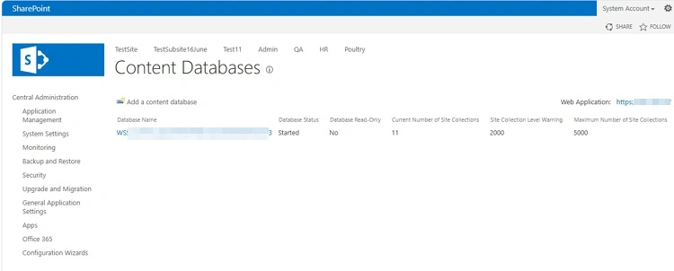 Manage Content Databases