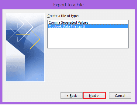 Select PST file