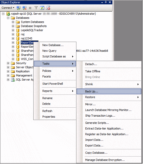 Open SQL Server Management Studio and expand the databases node