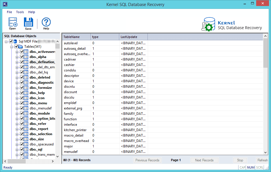 select the data want to save