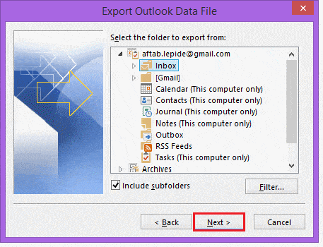 Select the folder to convert OST to PST
