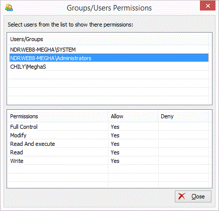 click the Groups/users Permissions