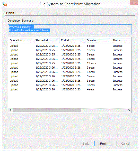 software displays a confirmation