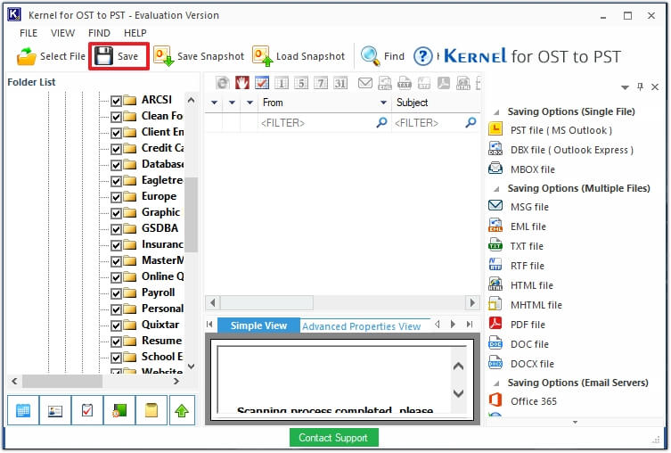 choose a folder and view its content in the preview pane