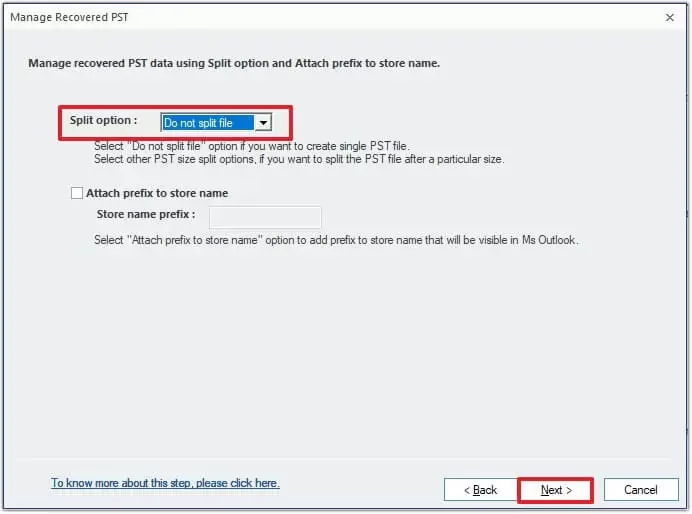 split the PST file