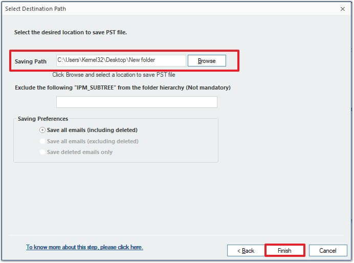 Browse the destination