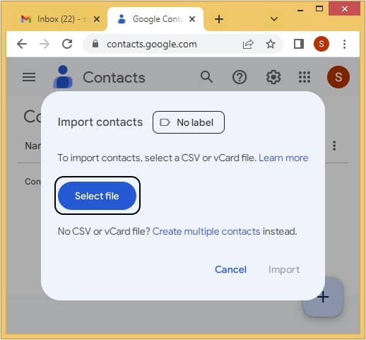 Click on the Select File option
