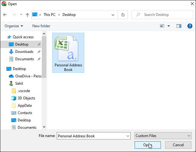 browse file select it and tap on Open