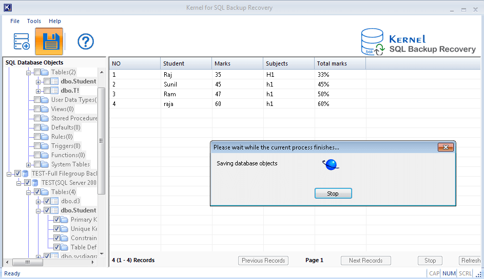 Saving database