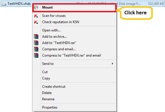 right-click on the VHD/VHDX file and select Mount