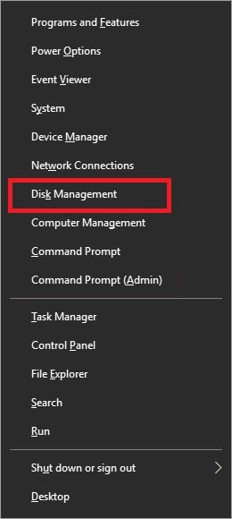 choose Disk Management as shown below